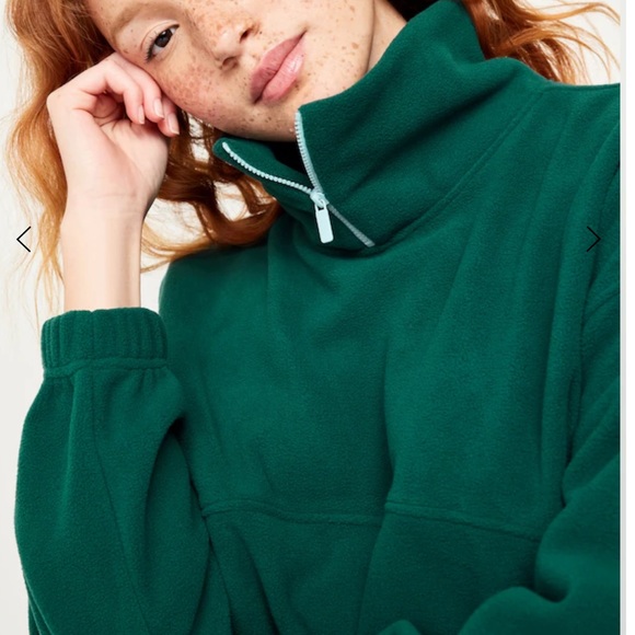 NWT OLD NAVY Micro Fleece Cropped Pullover Color: Ocean Scene SIZE X-LARGE - Picture 4 of 6